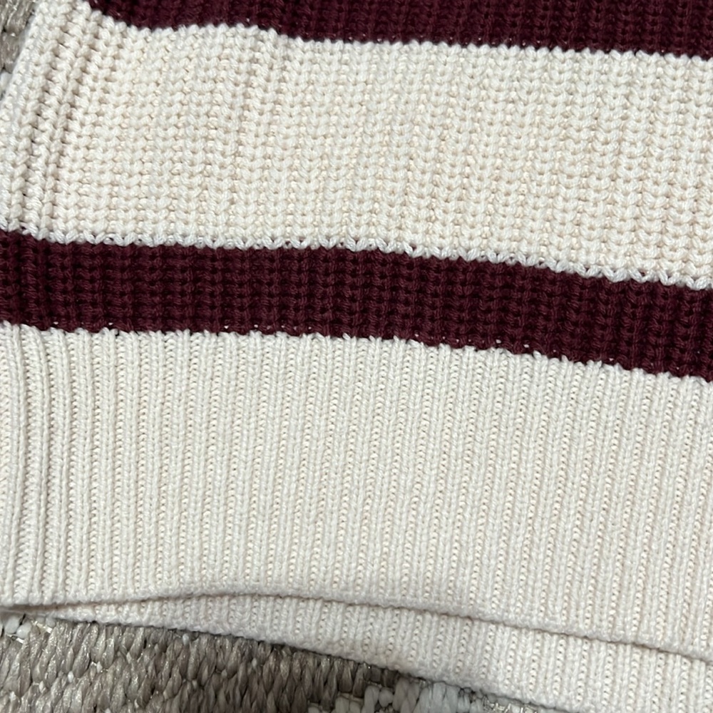 Sincerely Jules Cream and Maroon Striped Sweater Vest Size Large - Picture 5 of 7
